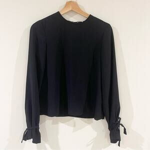 Wilfred Aritzia Elegant Black Women's Blouse Top Long Sleeves with Ties size XS
